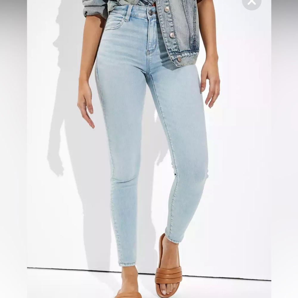 American Eagle Super Hi-Rise Jeggings 00 Regular Light Wash